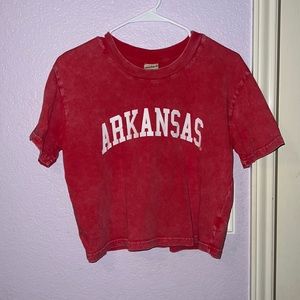 Cropped Arkansas Razorback shirt- Small